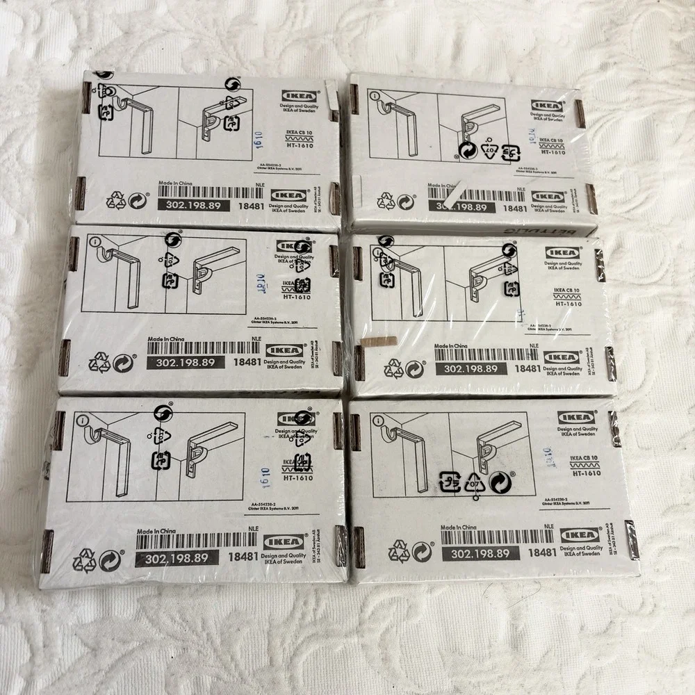 Ikea Betydlig Curtain Rod Holder Bracket White 302.198.89 NEW -Set of 6 hardware